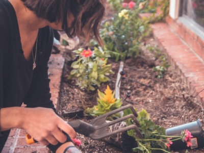 woman holding garden fork